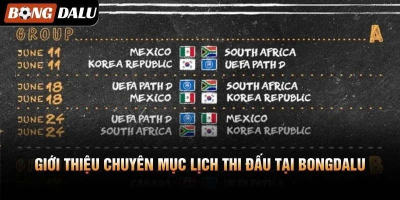 Giới thiệu chuyên mục lịch thi đấu tại Bongdalu